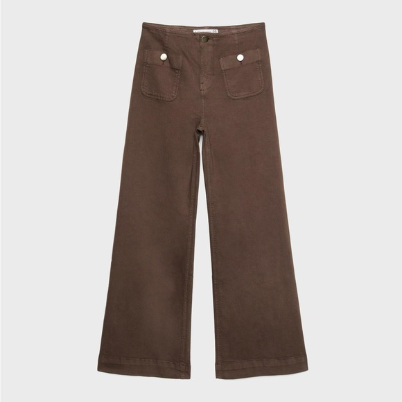 NWT STRADIVARIUS D77 MINIMAL POCKETS PANTS SIZE 10 Classic Brown Women's Jeans - Picture 1 of 13